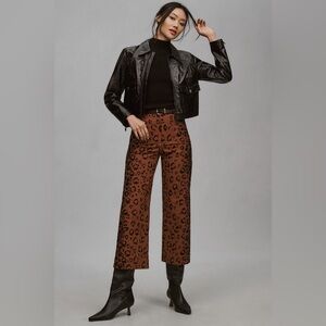 🐆 Anthropologie Maeve Colette Cropped Wide-Leg Animal Print Pants NWT 24P ✨